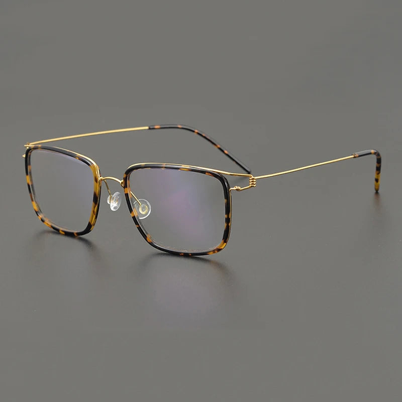 Stylish Unisex Black Titanium Square Screwless Eyeglasses Frame 6062 - Lightweight & Durable for Work, Reading & Fashion
