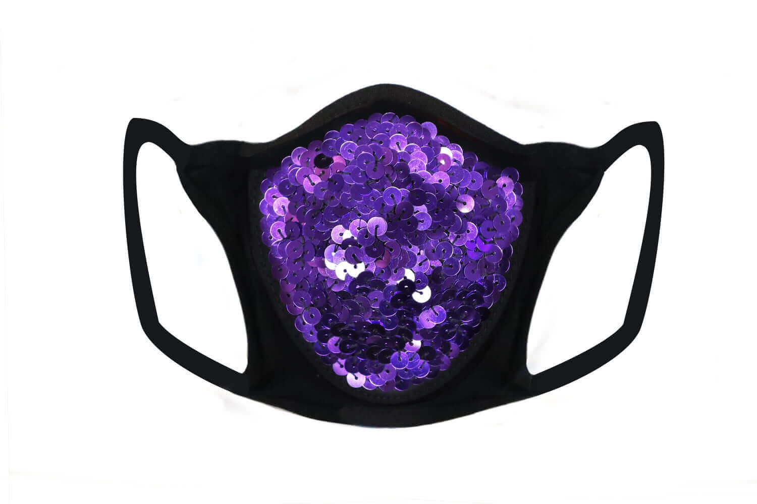 Stylish Purple Sequin & Lycra Face Mask with Filter - Fashionable & Protective for Parties, Concerts & Special Events