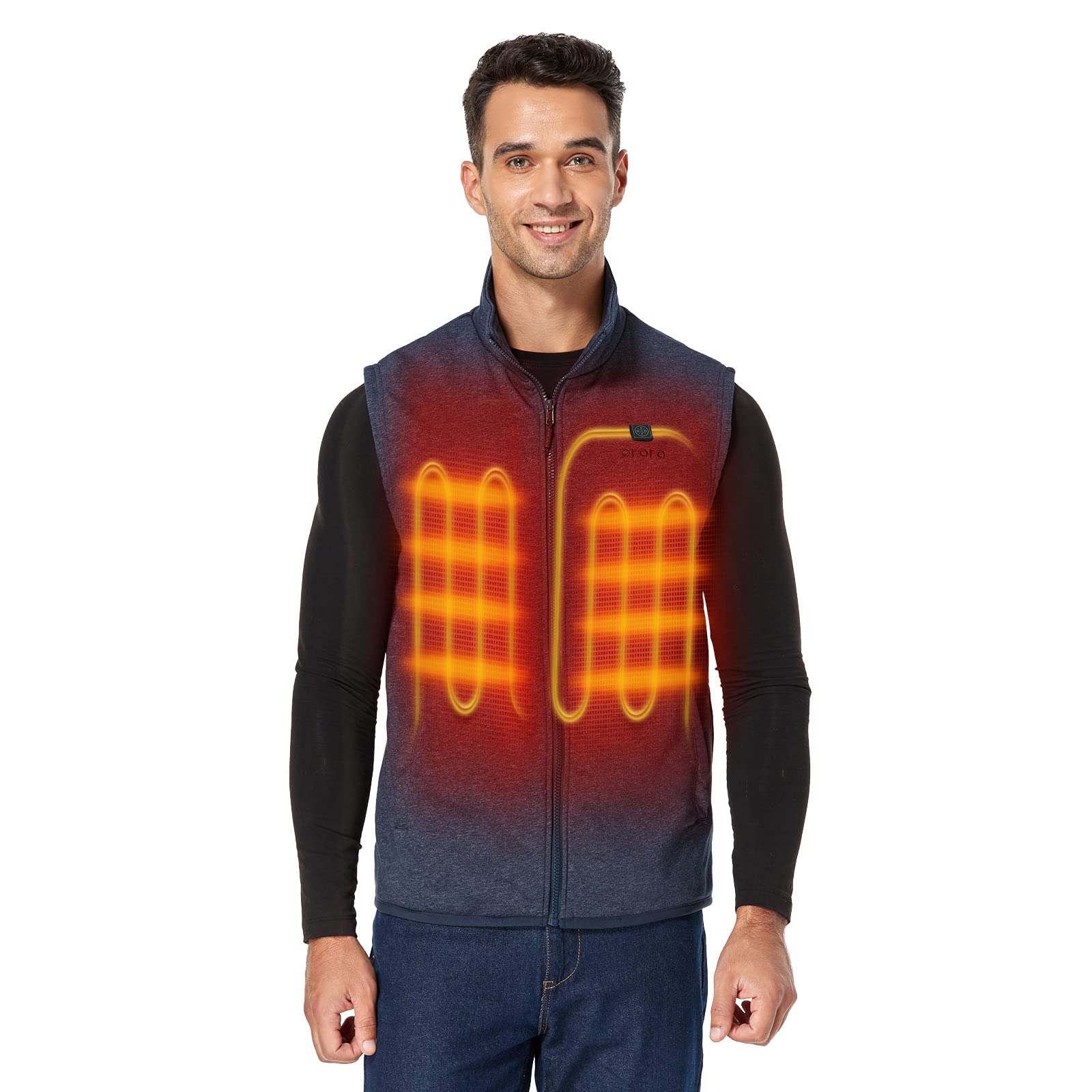 ORORO Men's Heated Vest with Rechargeable Battery - Lightweight Electric Fleece Jacket for Winter Outdoor Activities - Hunting, Hiking, Camping & Cold Weather Work