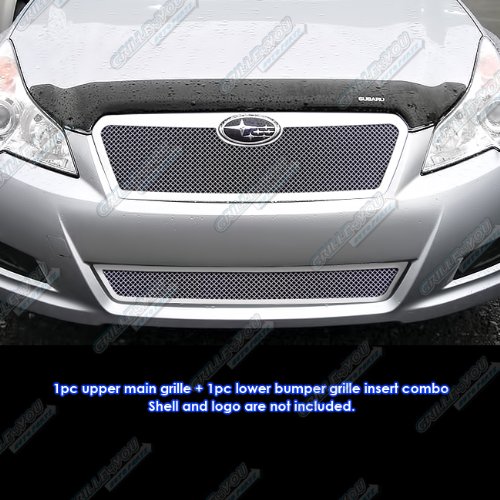 APS Compatible with Subaru Legacy 2010-2012 Main Upper Lower Bumper Stainless Steel Chrome Mesh Front Grill Grille Insert Combo I71049T - Upgrade Your Car's Style & Protection for Daily Driving & Show Events