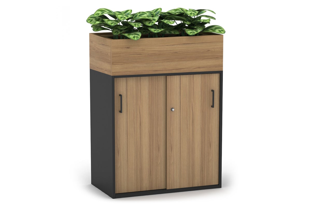 Uniform Medium Credenza with Planter Box - 800W x 1125H x 428D - Modern Storage Cabinet for Living Room, Bedroom or Office - Perfect for Home Organization and Indoor Plant Display