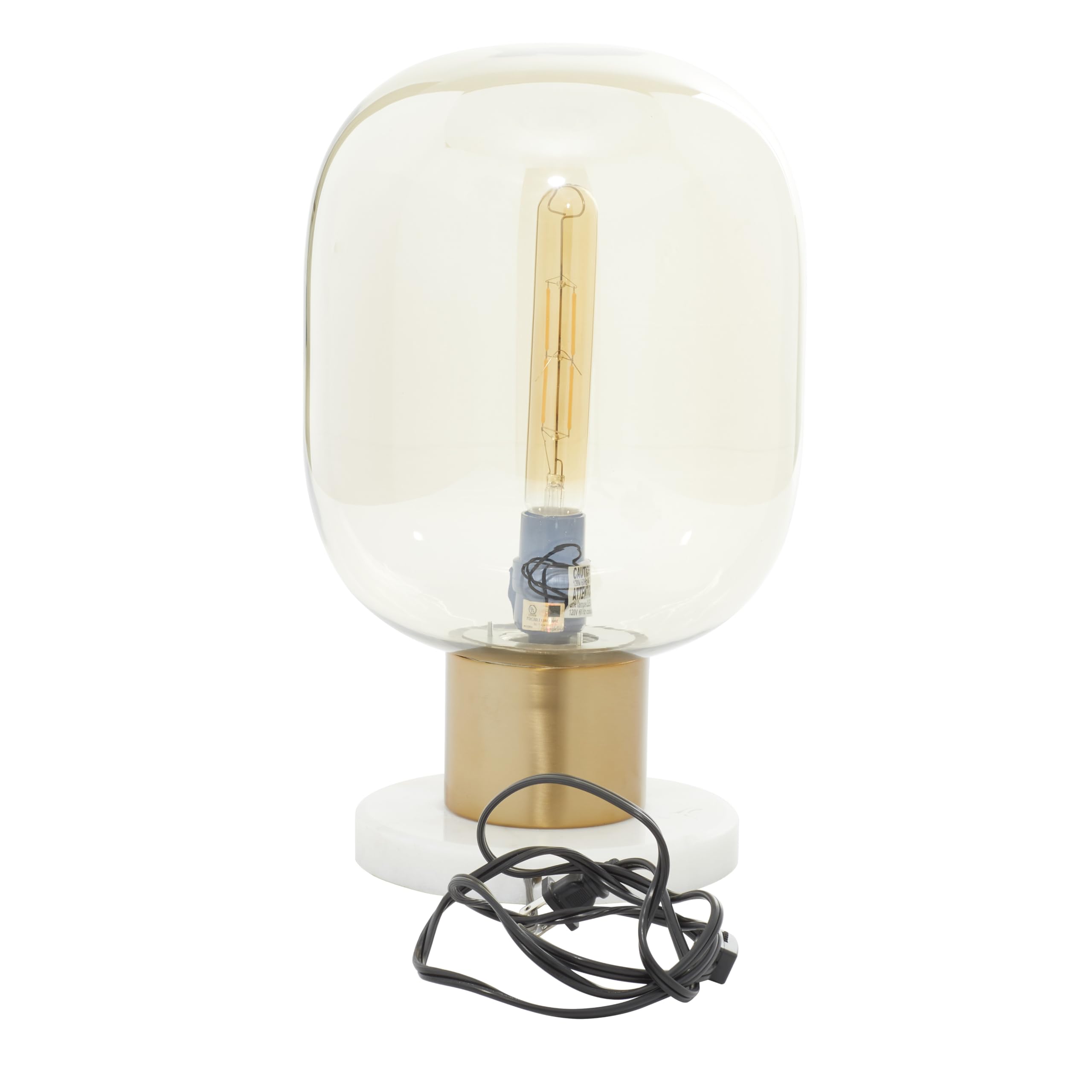 Deco 79 Modern Gold Metal Table Lamp with Clear Dome Shade & Marble Base - 10