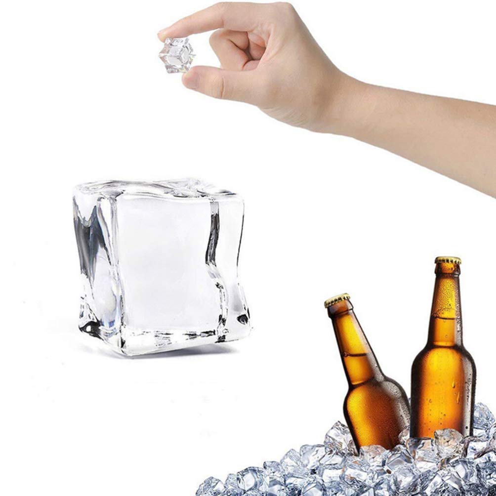 HEALLILY 48pcs Acrylic Fake Ice Cubes - 30mm Realistic Decorative Ice Rocks for Wedding Centerpieces, Party Decor, Vase Fillers & Table Scatter - Perfect for Cocktail Bars, Photo Props, and Themed Events