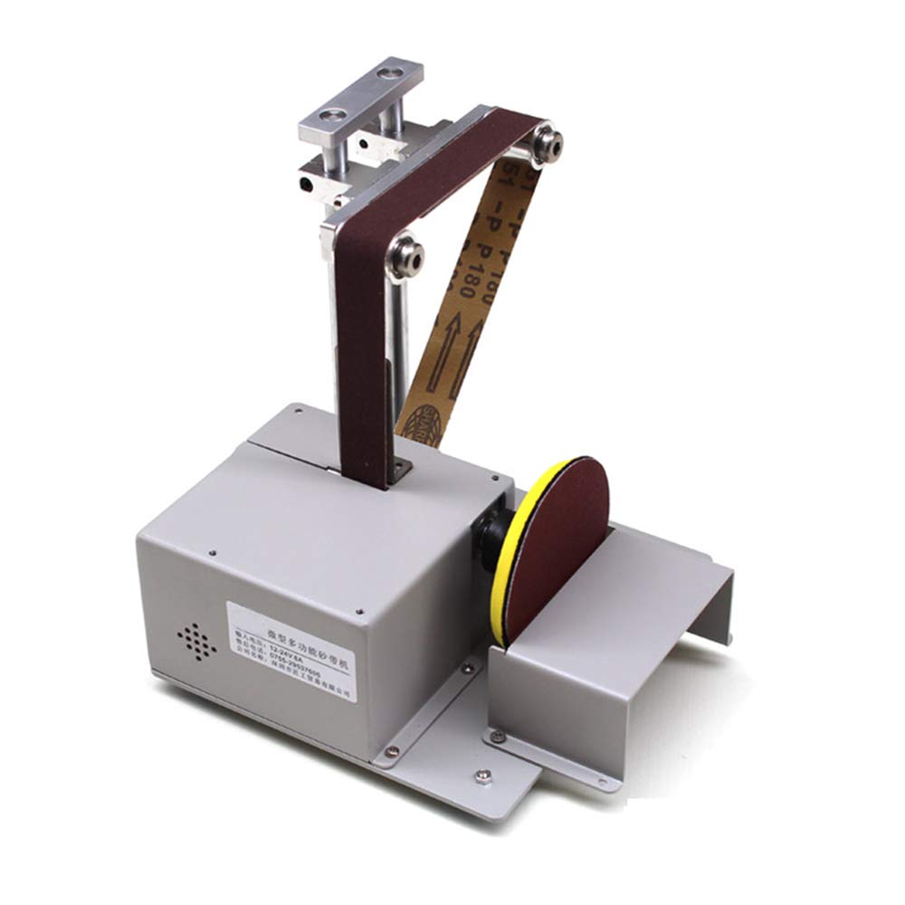 Huanyu 4-in-1 Mini Belt Sander & Polishing Machine - 12-24V Electric Desktop Grinder with Abrasive Belt & Chuck Soft Shaft Kits for Metal, Wood, Jewelry DIY Projects | Perfect for Home Workshops, Crafting & Small Repairs