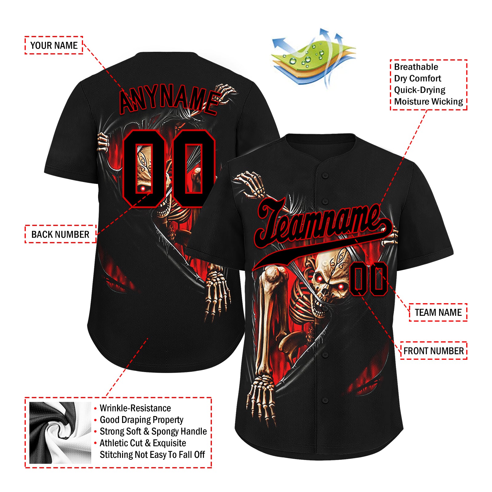 Custom Gothic Personalized Authentic Baseball Jersey BSBJ01 E06001 - Vintage Style Sports Apparel for Baseball Games, Cosplay & Gothic Fashion