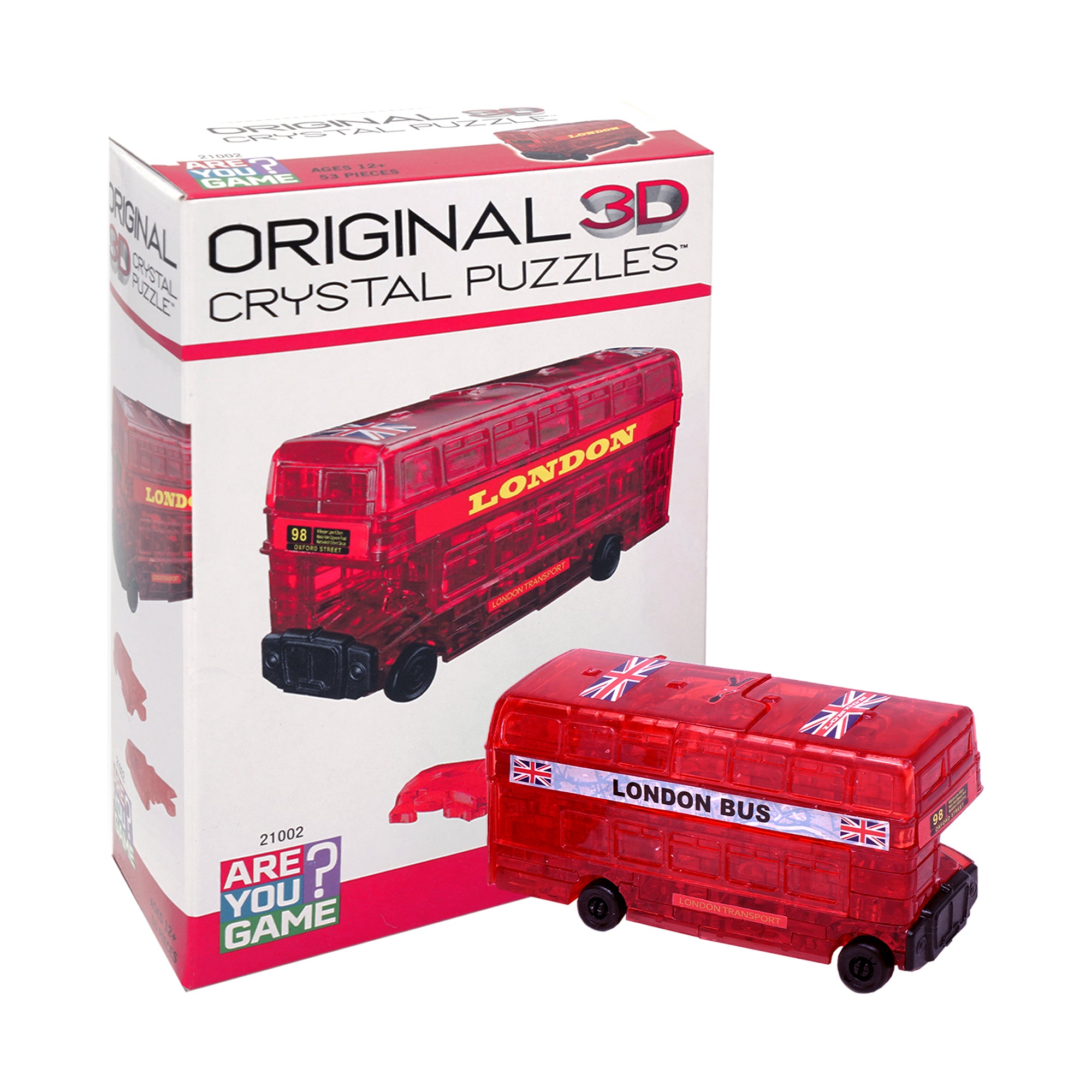 Charming London Bus 3D Crystal Puzzle - 53 Piece Radiant Red Brain Teaser for Adults & Teens | Perfect Gift for Puzzle Lovers & UK Souvenir Collectors