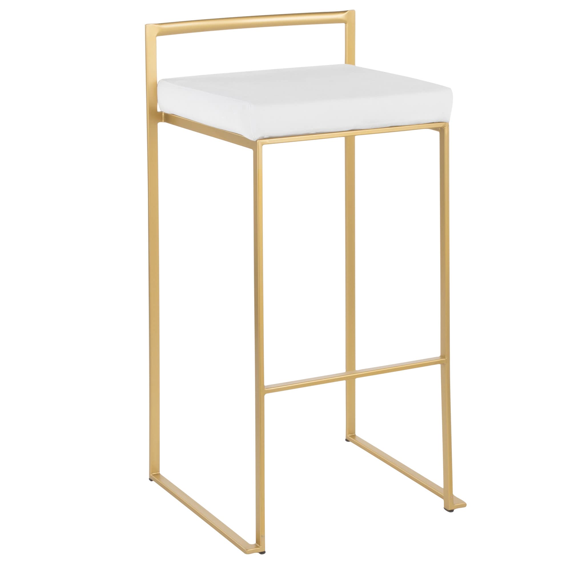 Fuji Stacker Bar Stool Set of 2 - Modern Adjustable Height Bar Chairs for Kitchen Island, Breakfast Nook & Home Bar - Durable Metal Frame & Comfortable Seat