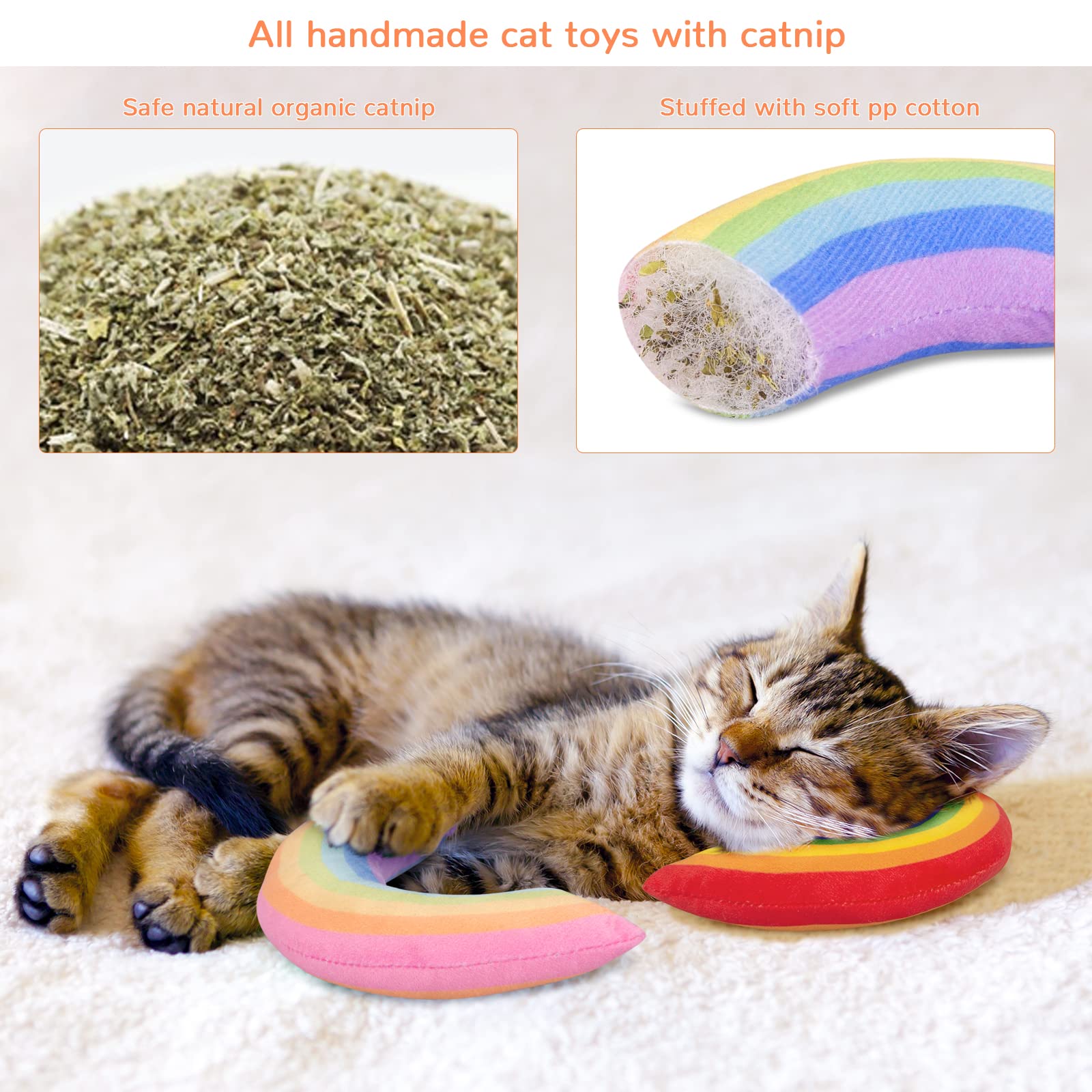 Premium Catnip Toys for Indoor Cats - 2 Pack Interactive Teething Chew & Pillow Toys with Natural Catnip - Stimulating Play for Kittens & Adult Cats (Perfect for Boredom Relief & Dental Health)