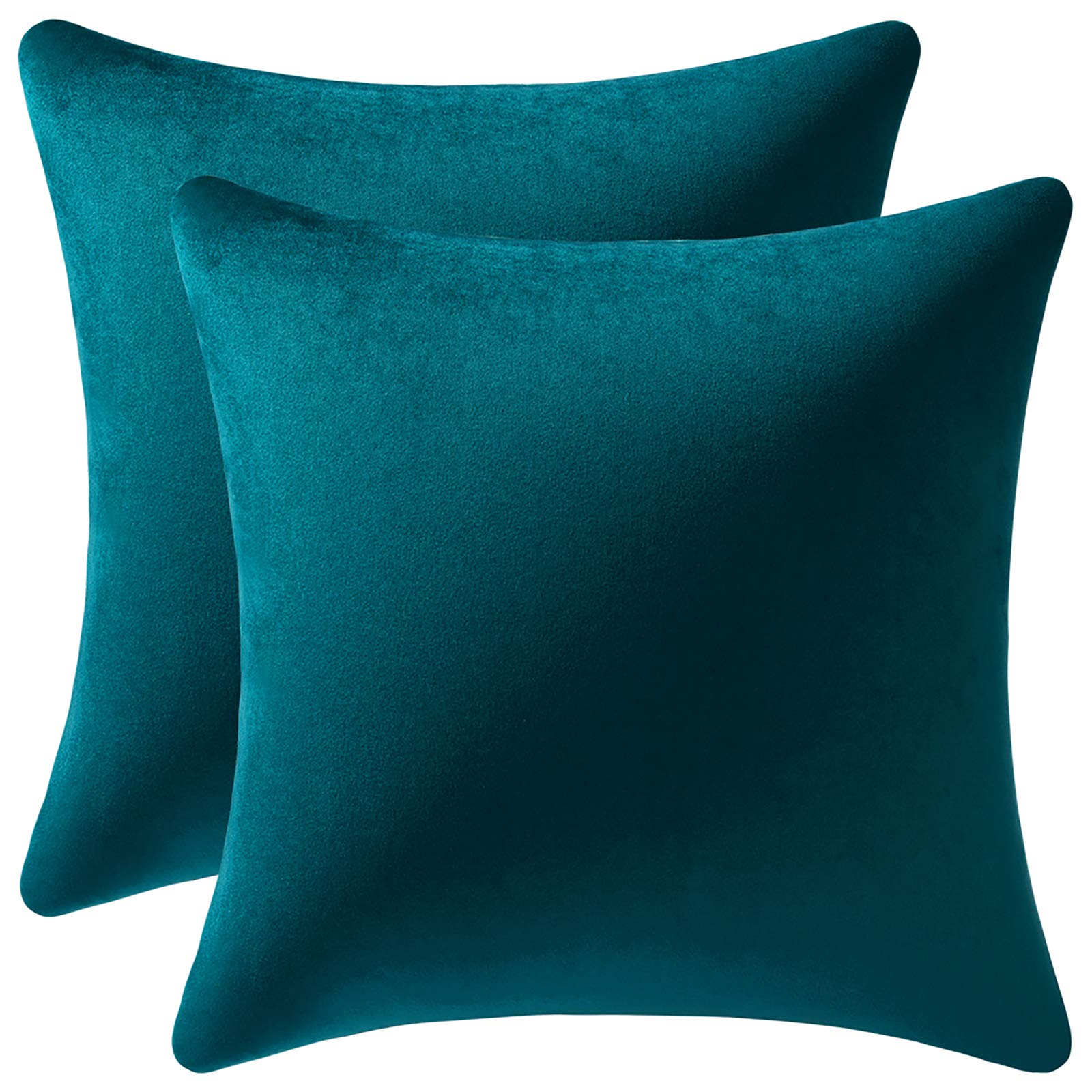 DEZENE 20x20 Inch Teal Velvet Throw Pillow Covers - 2 Pack Soft Square Decorative Cushion Cases for Farmhouse, Living Room & Bedroom Decor | Cozy Home Accent Pillows