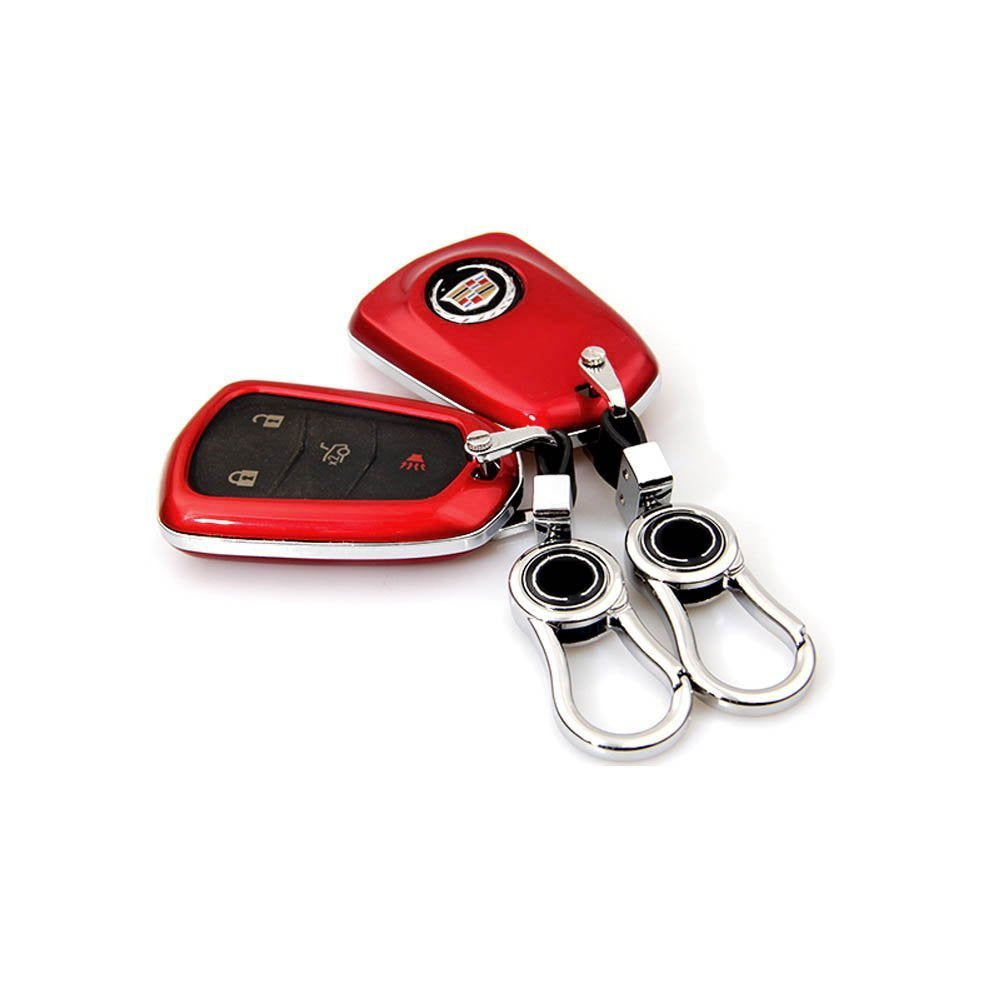 Premium Glossy Red Smart Key Fob Cover Replacement for 2015+ Cadillac ATS CTS XTS Escalade - Perfect Fit, Durable Protection (Ideal for Daily Use, Gifting & Car Enthusiasts)