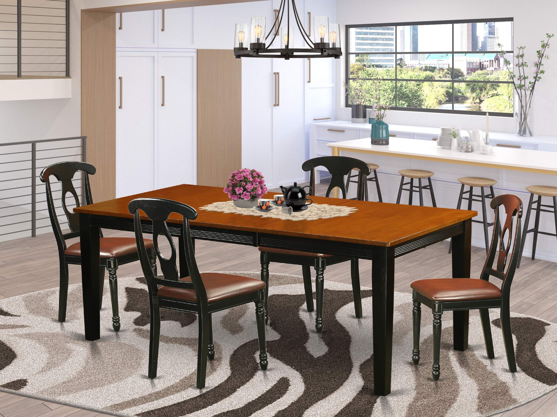 5 PC Dining Set - Solid Wood Dining Table with 4 Chairs for Family Meals and Entertaining Guests