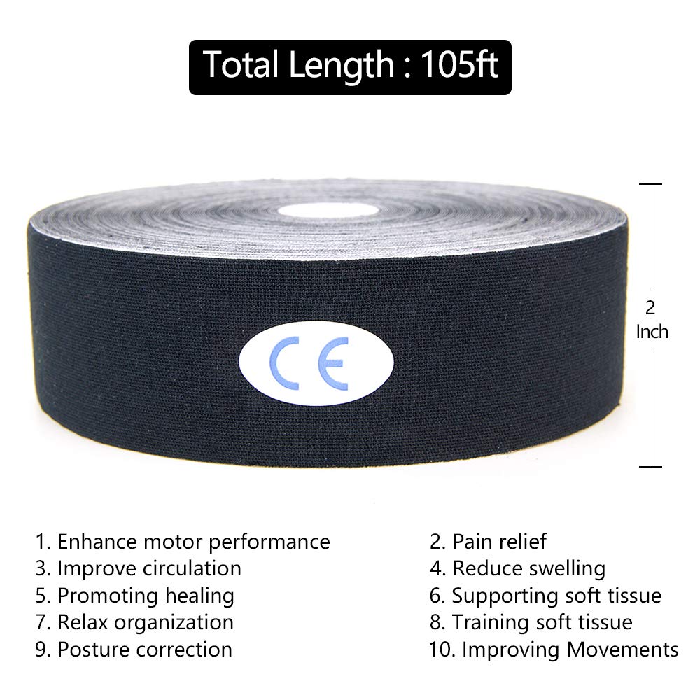 AUPCON Kinesiology Tape - Elastic Therapeutic Sports Tape for Muscle Support & Recovery | Hypoallergenic, Breathable Cotton | Ideal for Knee, Shoulder, Ankle, Elbow & Shin Pain Relief | Perfect for Athletes, Physical Therapy & Post-Workout Recovery