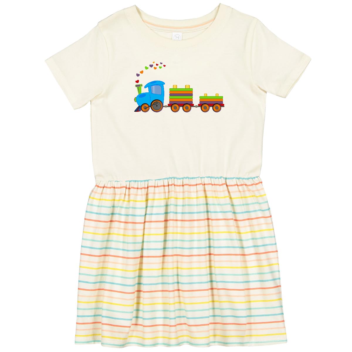 Inktastic Colorful Toy Train Toddler Dress - Cute Cotton Outfit for Baby Girls & Boys | Perfect for Playtime, Birthday Parties & Family Photos