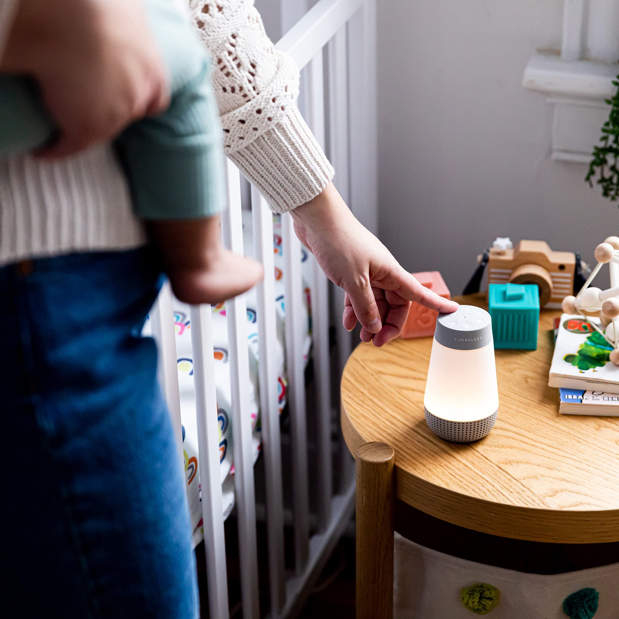 Yogasleep Baby Soother White Noise Sound Machine with Amber Night Light | Portable Travel Size Noise Cancelling Device for Infants | Perfect Baby Registry Gift & Nursery Decor | Ideal for Bedtime, Naptime & Travel