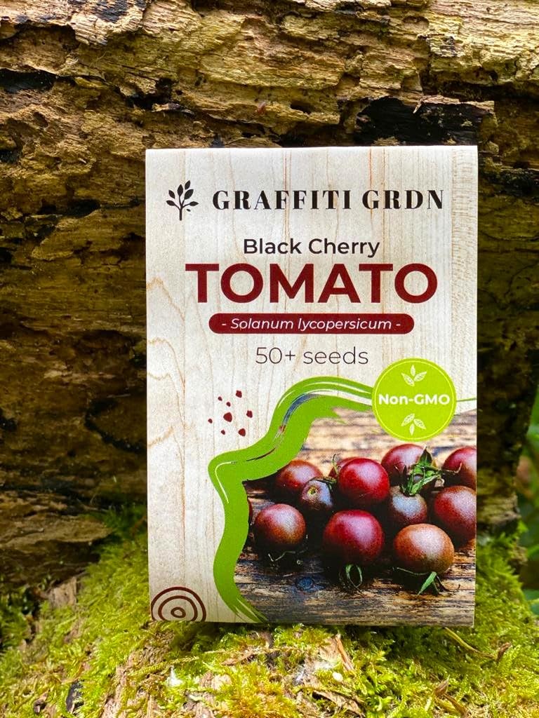 Organic Black Cherry Tomato Seeds (Solanum Lycopersicum) - 50+ Non-GMO Heirloom Seeds for Planting - Perfect for Home Gardens, Containers & Fresh Salads