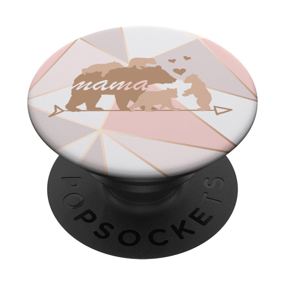 Mama Bear 4 Cubs Heart Arrows Pink PopSocket - Perfect Mothers Day Gift for Mom, Her, and Pop - Ideal for Phones, Tablets, and Daily Use