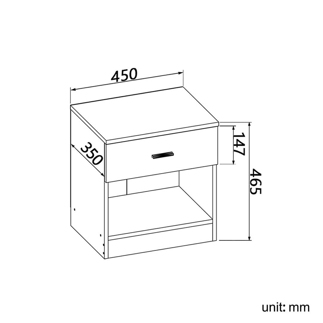 Elegant Showers White One Drawer Bedside Table - Nightstand with Storage for Bedroom, Living Room, or Office