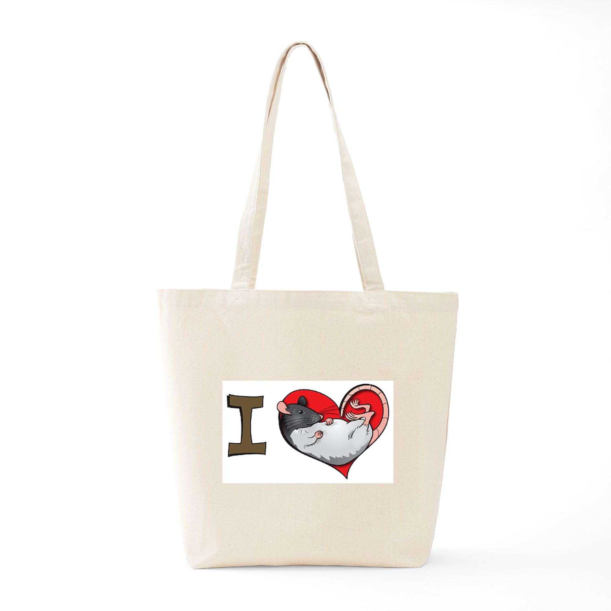CafePress I Heart Rats Hooded Tote Bag - Natural Canvas Reusable Shopping Bag for Groceries, Beach & Daily Use