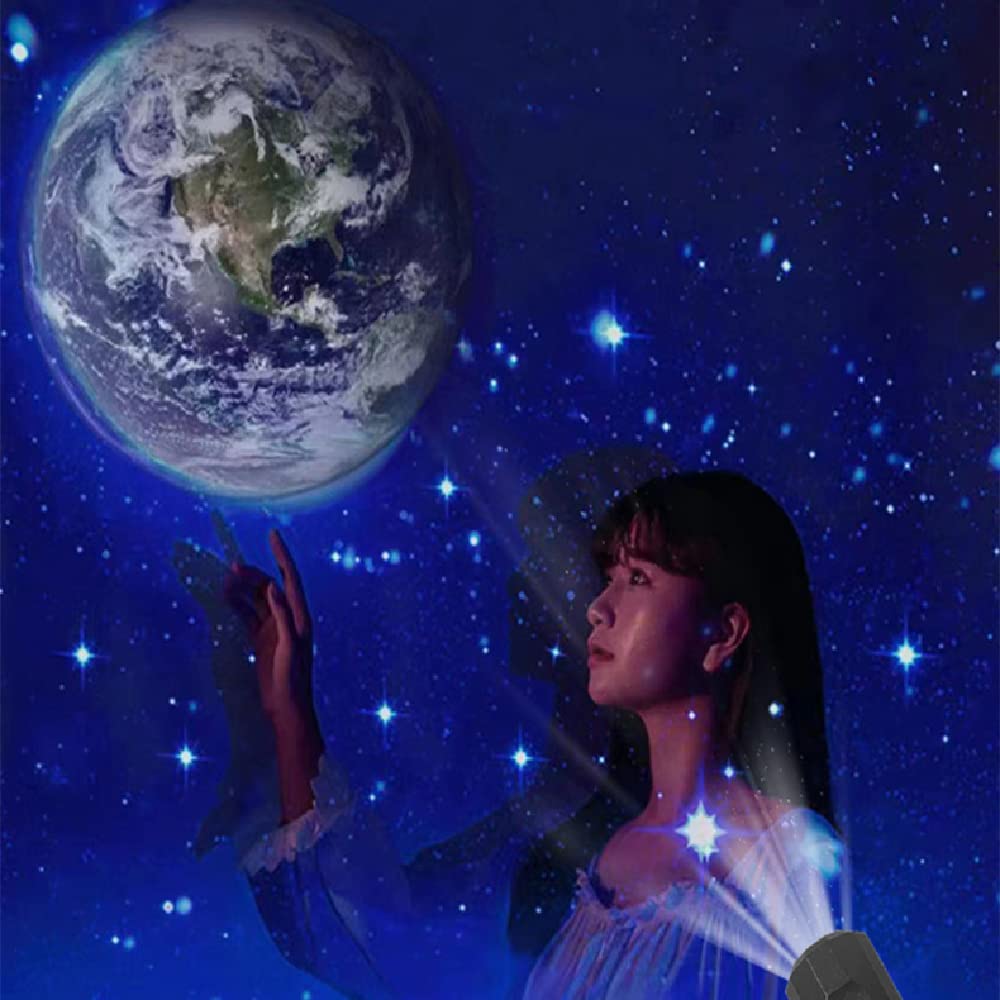 360° Moon Earth Astronaut Lamp Projector - USB Rechargeable Night Light with 3 Lighting Modes, Romantic Star Projection for Bedroom Decor, Selfie Background & Relaxation | Perfect for Kids Room, Date Nights & Home Ambiance