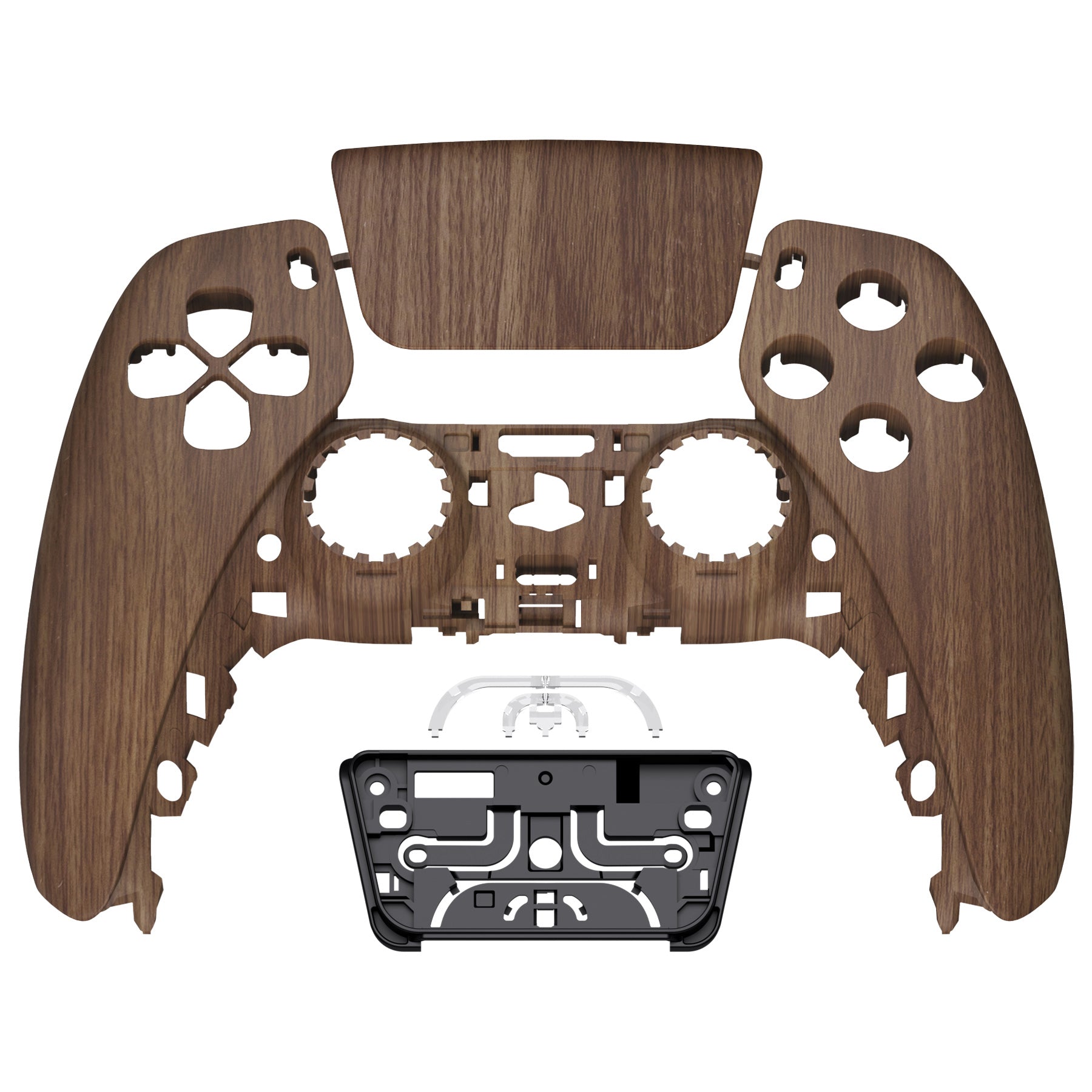 eXtremeRate Wood Grain Front Housing Shell Replacement for PS5 Controller BDM-010/020/030/040/050 - Compatible with Touchpad - DIY Customization for Gaming Enthusiasts - Perfect for Controller Modding and Personalization