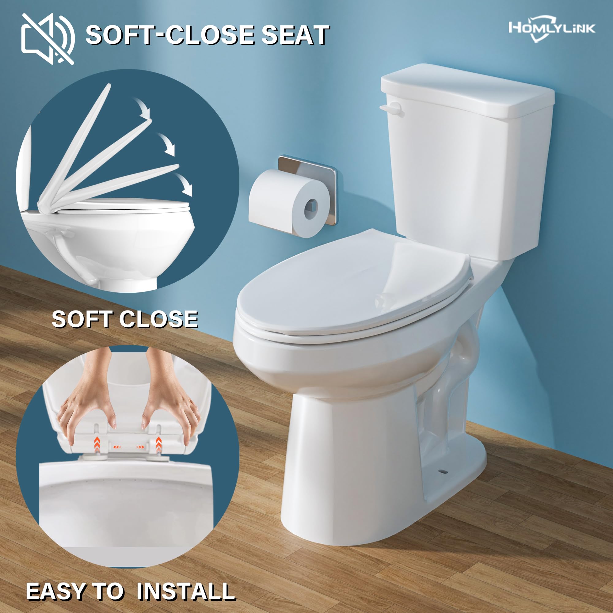 19 Inch Tall Toilet for Seniors & ADA Compliant - High Height Elongated Bowl (20