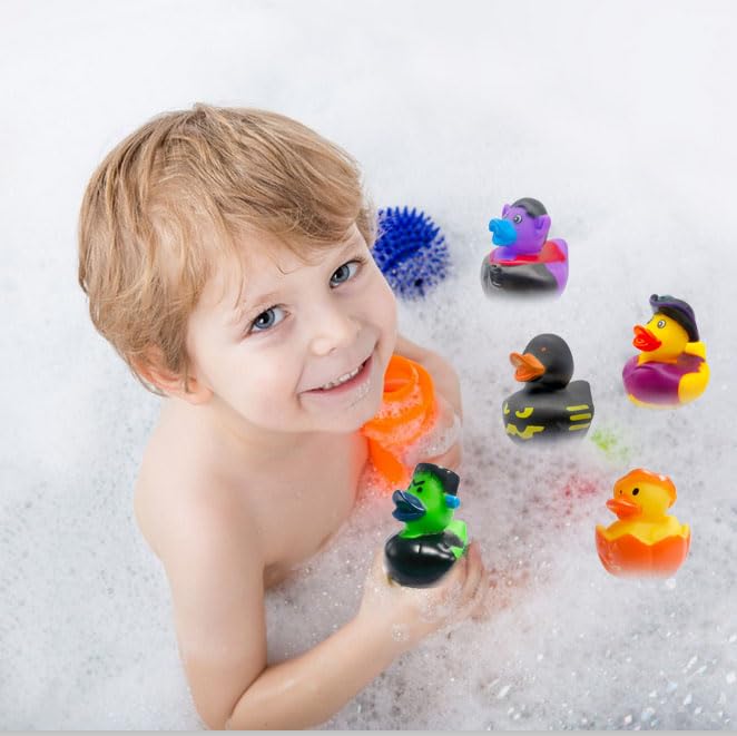36 Pcs Halloween Rubber Duck Toys - Cute Bathtub Ducks for Baby Showers, Kids Bath Time & Halloween Party Favors - Perfect for Gift Exchange, Jeep Ducking & Holiday Decorations (Halloween Theme)