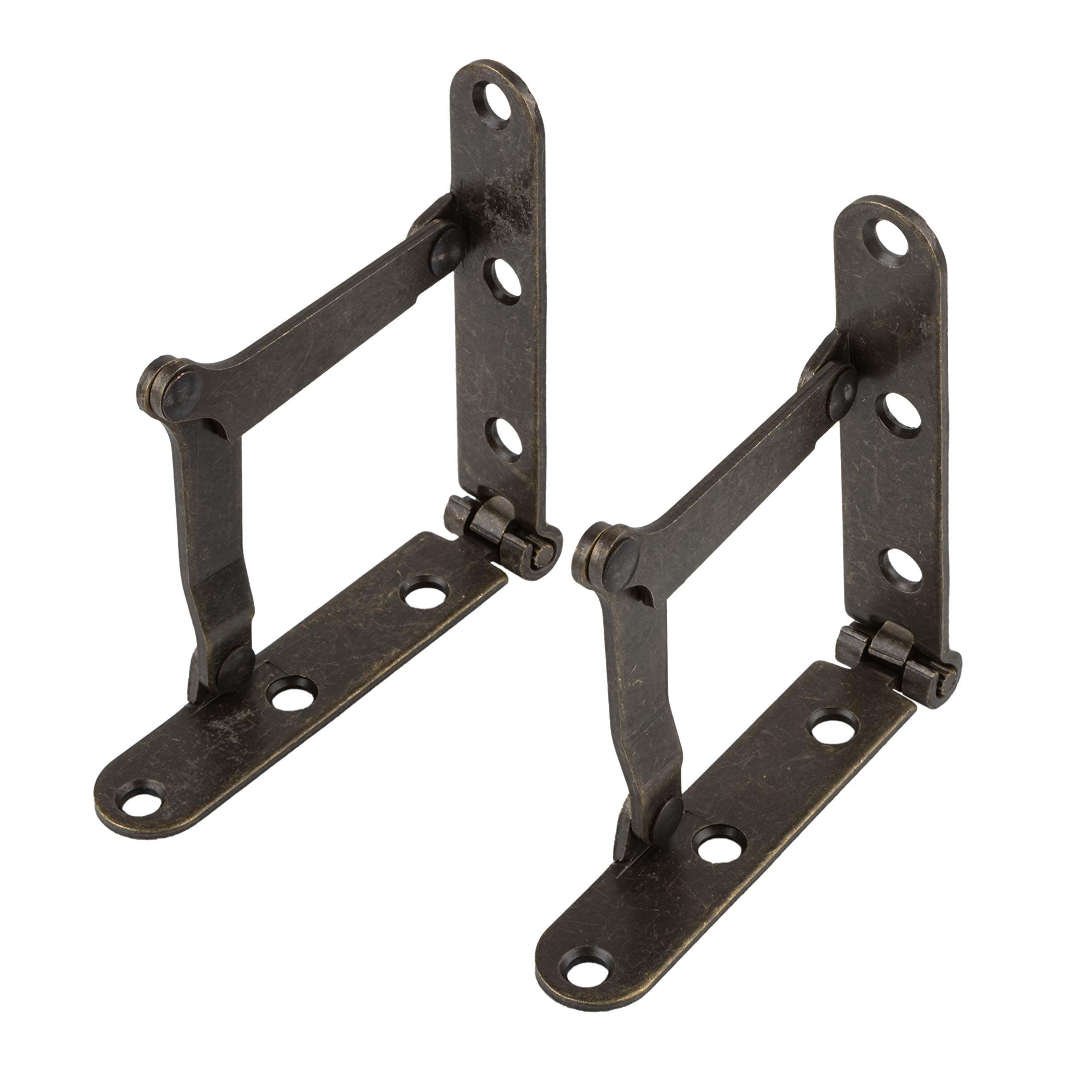 Antique Brass Plated Drop Front Desk Hinge - Pack of 2 - 180 Degree Opening - Slant Top Desk Lid Hinges (UA-250-HAB) - Perfect for Vintage Writing Desks, Secretary Desks & Home Office Furniture Restoration