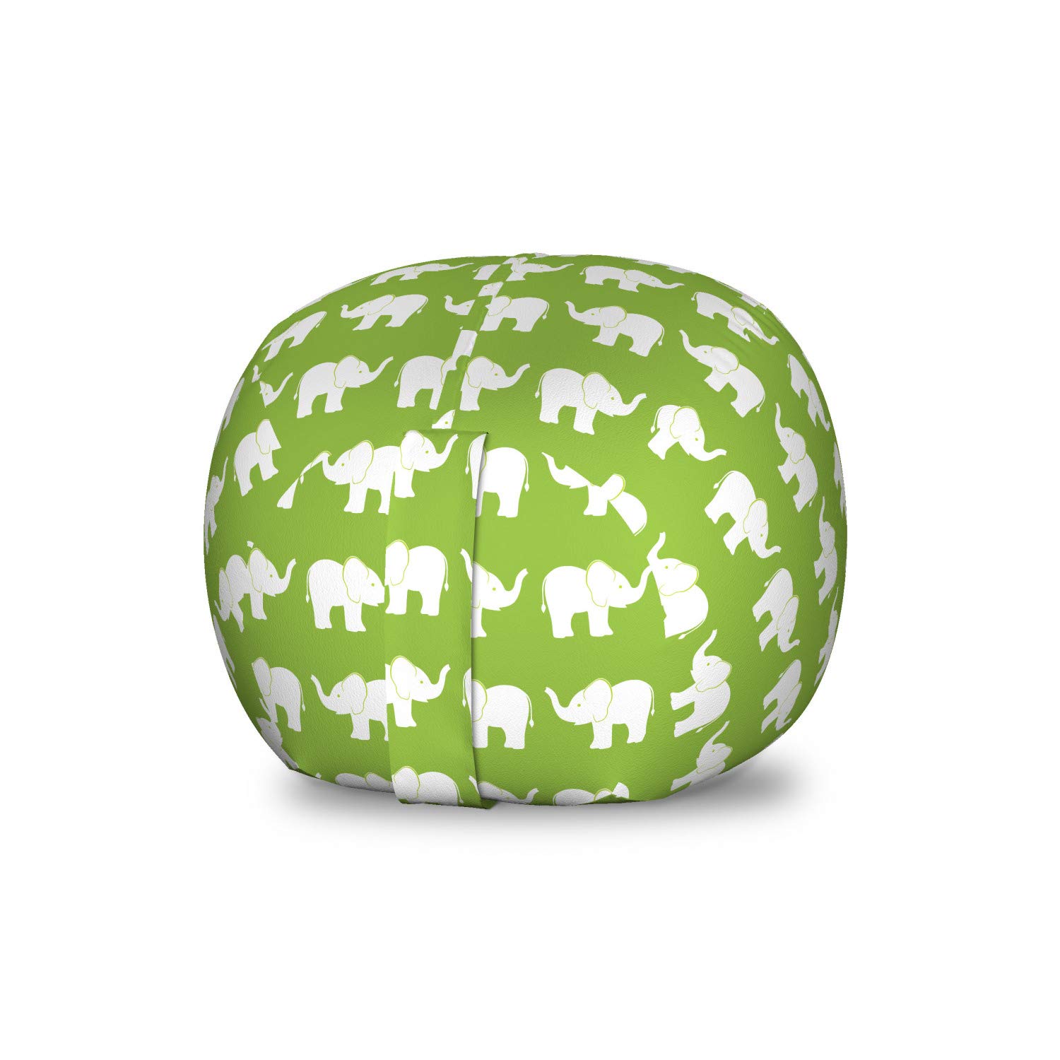 Ambesonne Animal Storage Toy Bag Chair - Giant Savannah Jungle Animals Pattern, Washable Stuffed Animal Organizer for Kids Room, Small Size in Lime Green & White | Perfect for Playroom, Bedroom & Nursery Organization