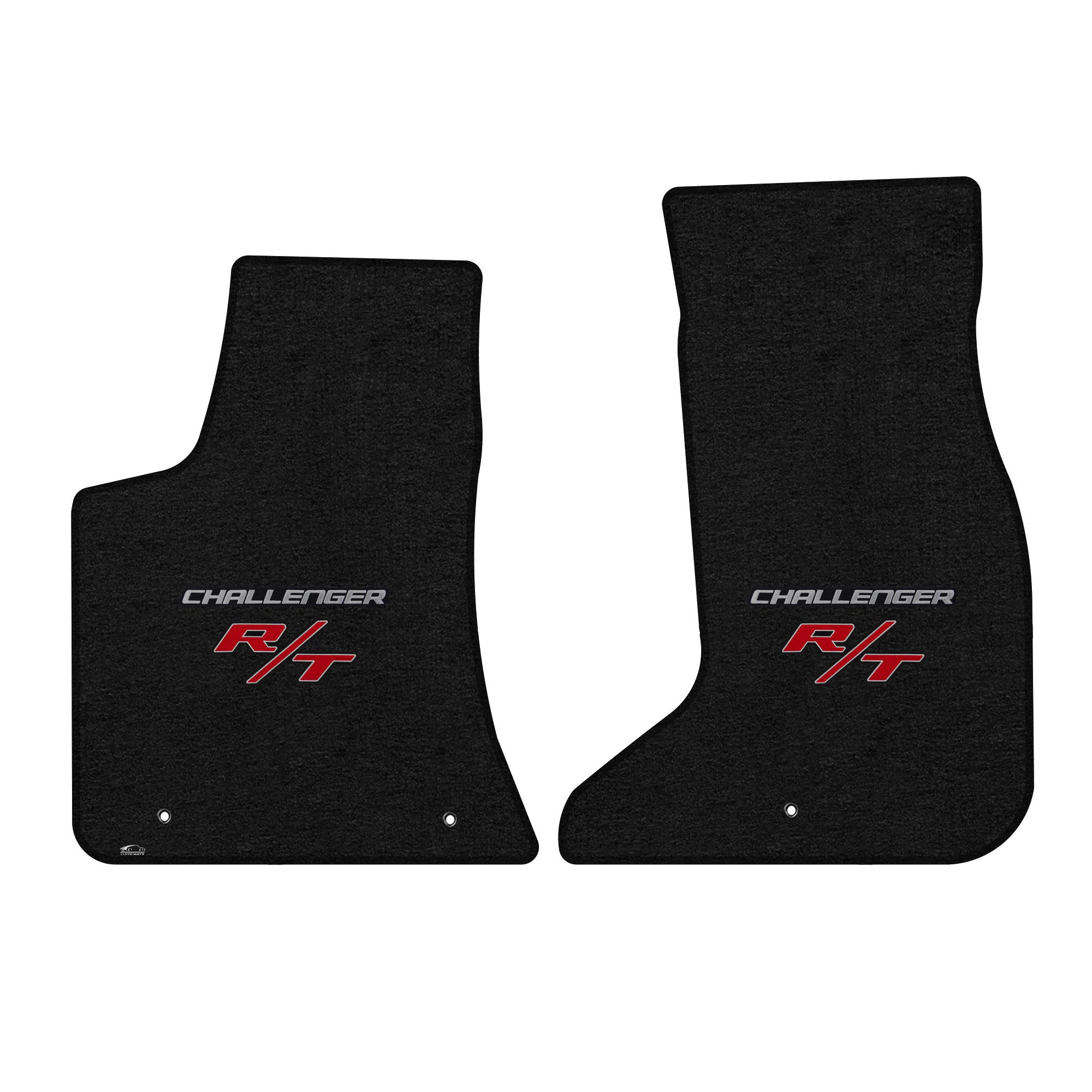 Premium Custom-Fit Carpeted Floor Mats for Dodge Challenger 2017-ON/AWD - Luxury Car Floor Liners (2PC, Charcoal with Silver 'Challenger' R/T Logo) - Perfect for All-Weather Protection & Enhanced Interior Style
