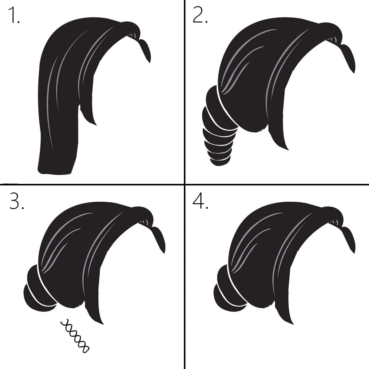 HD Novelty Twist Hair Pins - 7.5cm Spiral Hair Grips for Women & Girls, DIY Bun Maker with Round Tips (Black) - Perfect for Updos, Braids, and Everyday Hairstyles