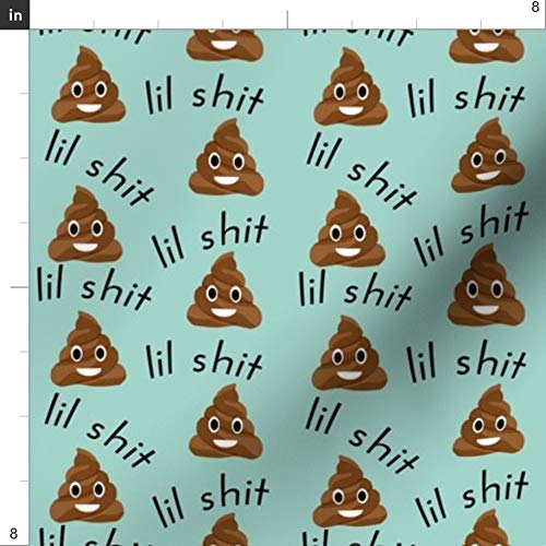 Green Brown Poop Stool Printed Cotton Poplin Fabric - Cute Funny Bathroom Humor Toilet Mint Design for Sewing, Quilting, Dresses & Crafts | Perfect for DIY Home Decor, Funny Gifts & Quirky Apparel