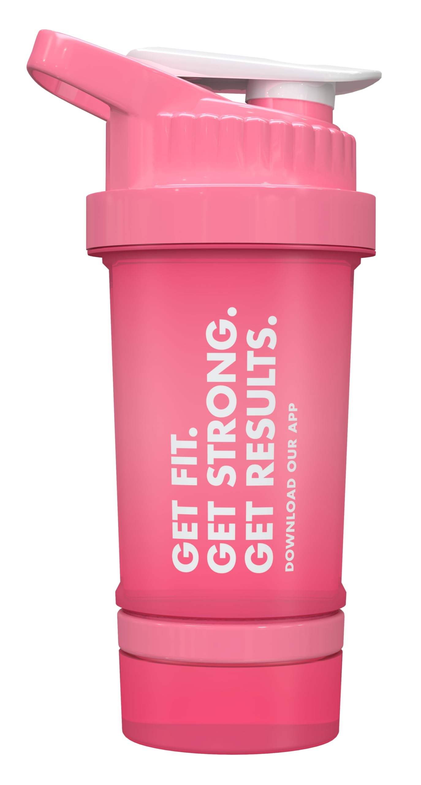 20oz Pink Protein Shaker Bottle with Storage Compartment & Mixing Ball - Leakproof Workout Shaker for Women - Perfect for Gym, Pre-Workout & Post-Workout Protein Drinks