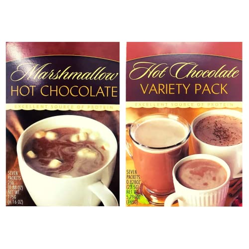 HealthyWise High Protein Hot Cocoa Mix with Marshmallows - Low Carb, Low Calorie Instant Hot Chocolate (15g Protein, 7 Servings per Pack, 2 Pack) - Perfect for Keto Diet, Post-Workout Recovery & Cozy Winter Nights