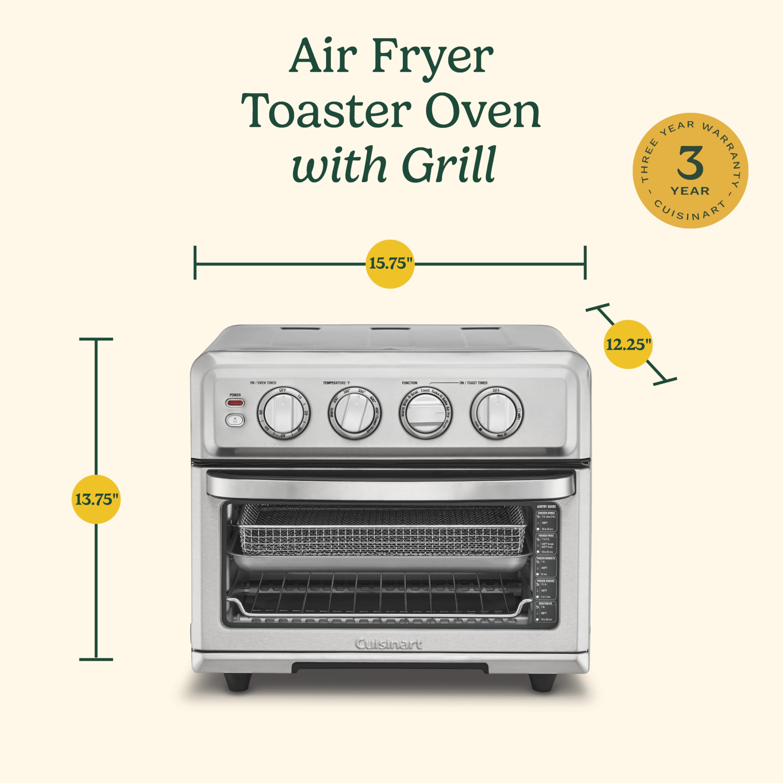 Cuisinart TOA-70BKS 8-in-1 Air Fryer Toaster Oven Combo with Convection Bake, Grill, Broil & Keep Warm Functions - Black Stainless Steel Countertop Oven for Healthy Cooking, Baking & Meal Prep