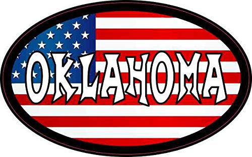 USA Flag Oklahoma Vinyl Sticker 4x2.5