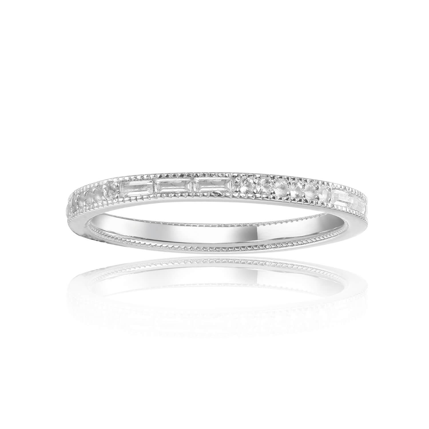 White Topaz Light Baguette Ring – Elegant Sterling Silver Jewelry for Women | Perfect for Weddings, Anniversaries & Special Occasions