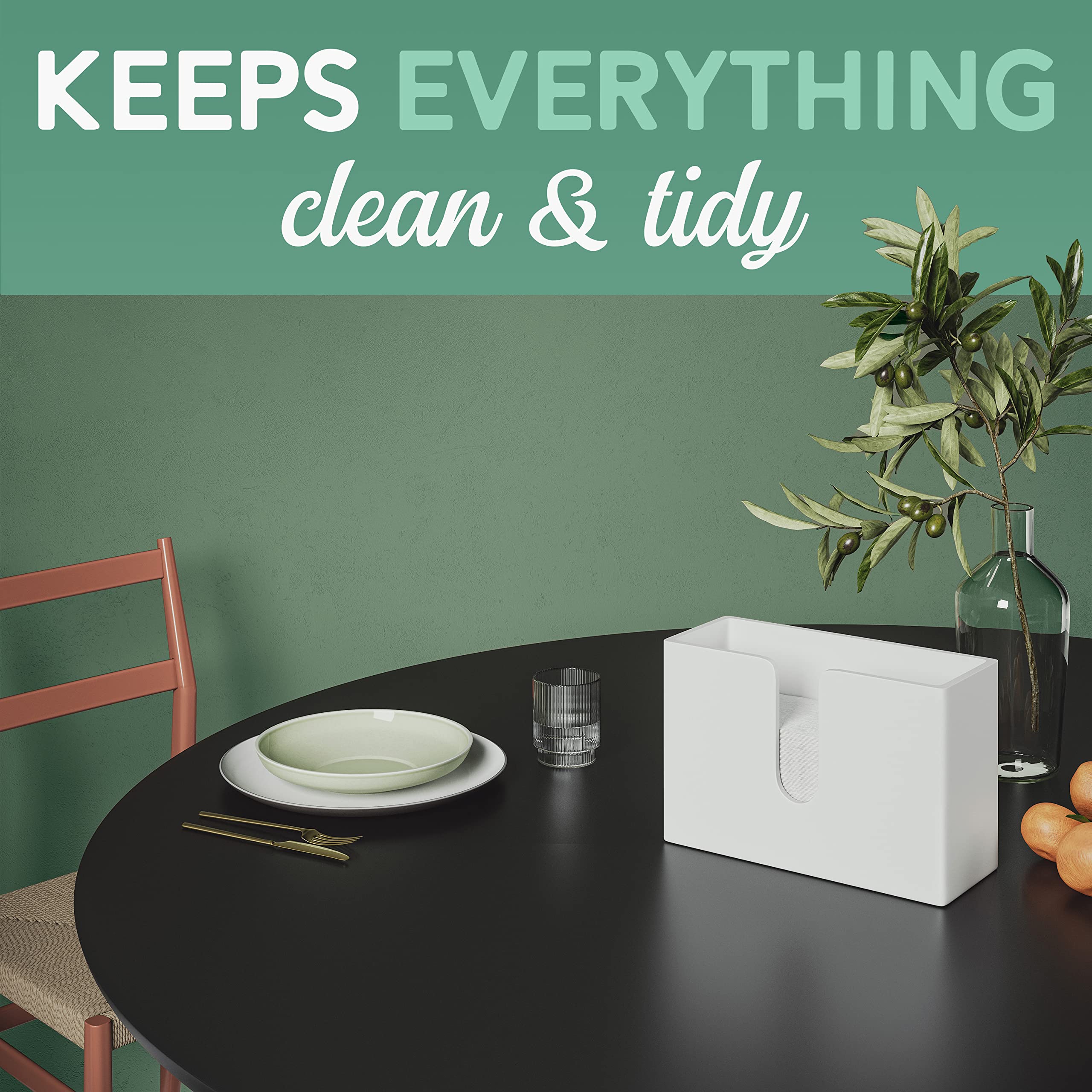 Premium Bamboo Paper Towel Dispenser - Wall Mount & Countertop Holder for C-Fold/Z-Fold/Tri-Fold Towels - Removable Top Tray for Kitchen, Bathroom & Commercial Use - Eco-Friendly White Towel Organizer - Perfect for Restaurants, Offices & Home Decor