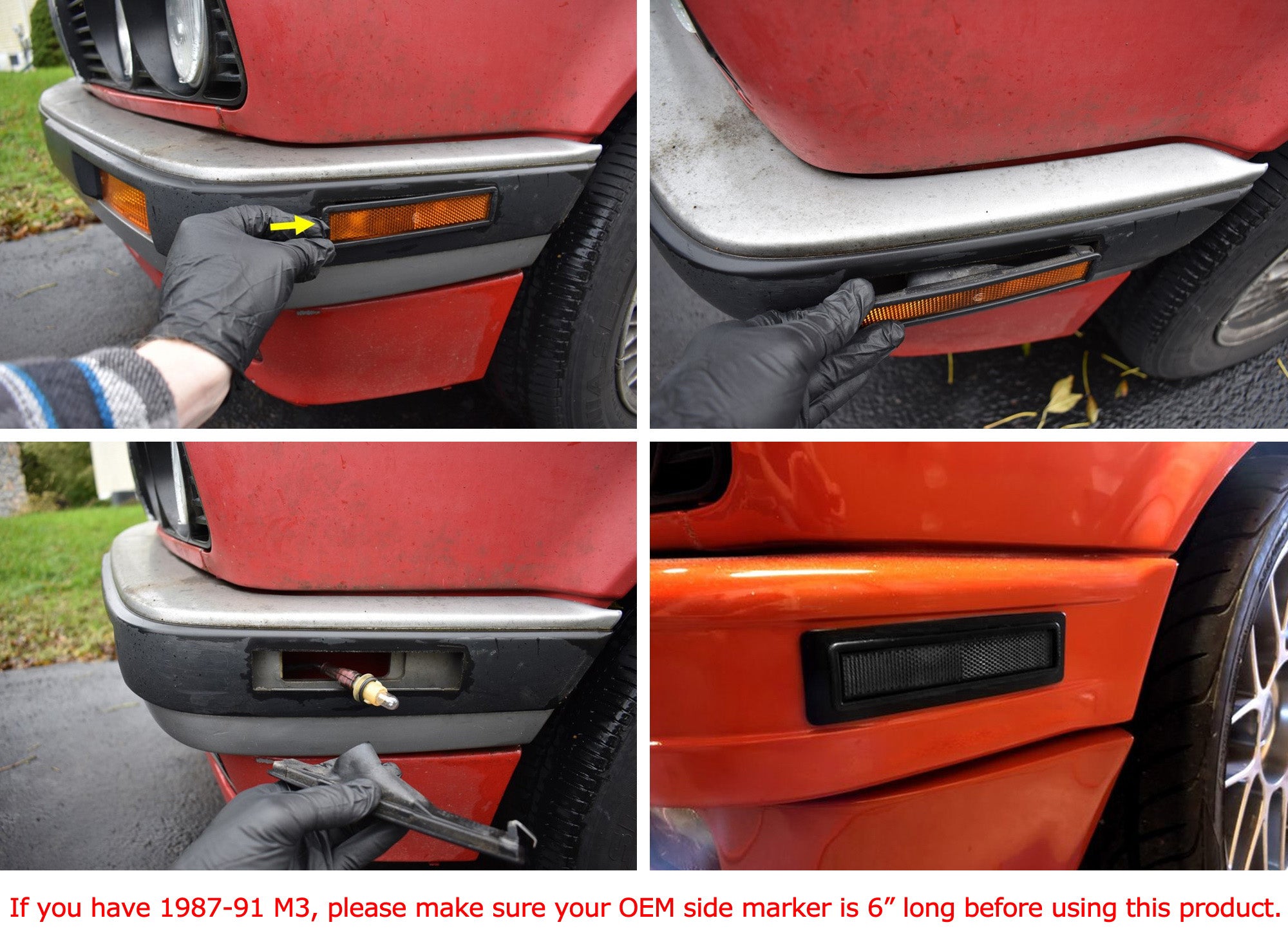 Euro M Tech Style Bumper Side Marker Lamp Housings for BMW E30 3 Series & E34 5 Series - Replacement LED Lights for Enhanced Visibility & Style - Perfect for Night Driving & Car Customization