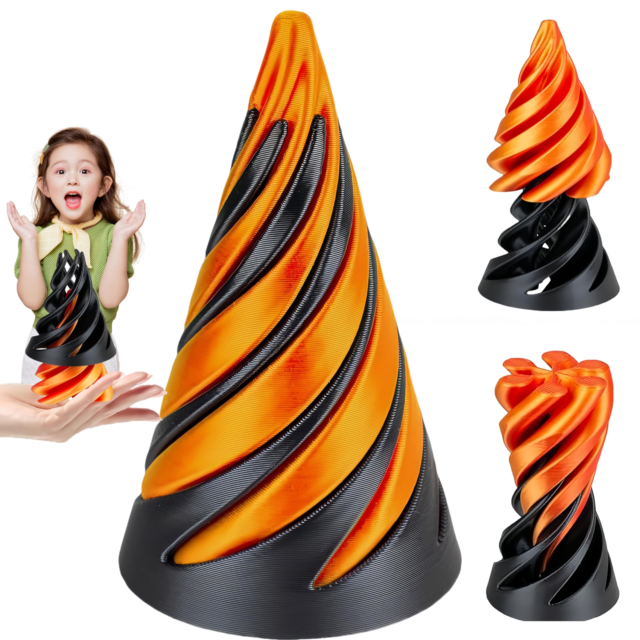 3D Printed Spiral Fidget Toys - Impossible Cone Stress Relief Sensory Toy for ADHD, Anxiety & Focus - Perfect Gift for Kids, Teens & Adults - Use at Home, Office or School to Reduce Stress & Improve Concentration (Gradient Color)