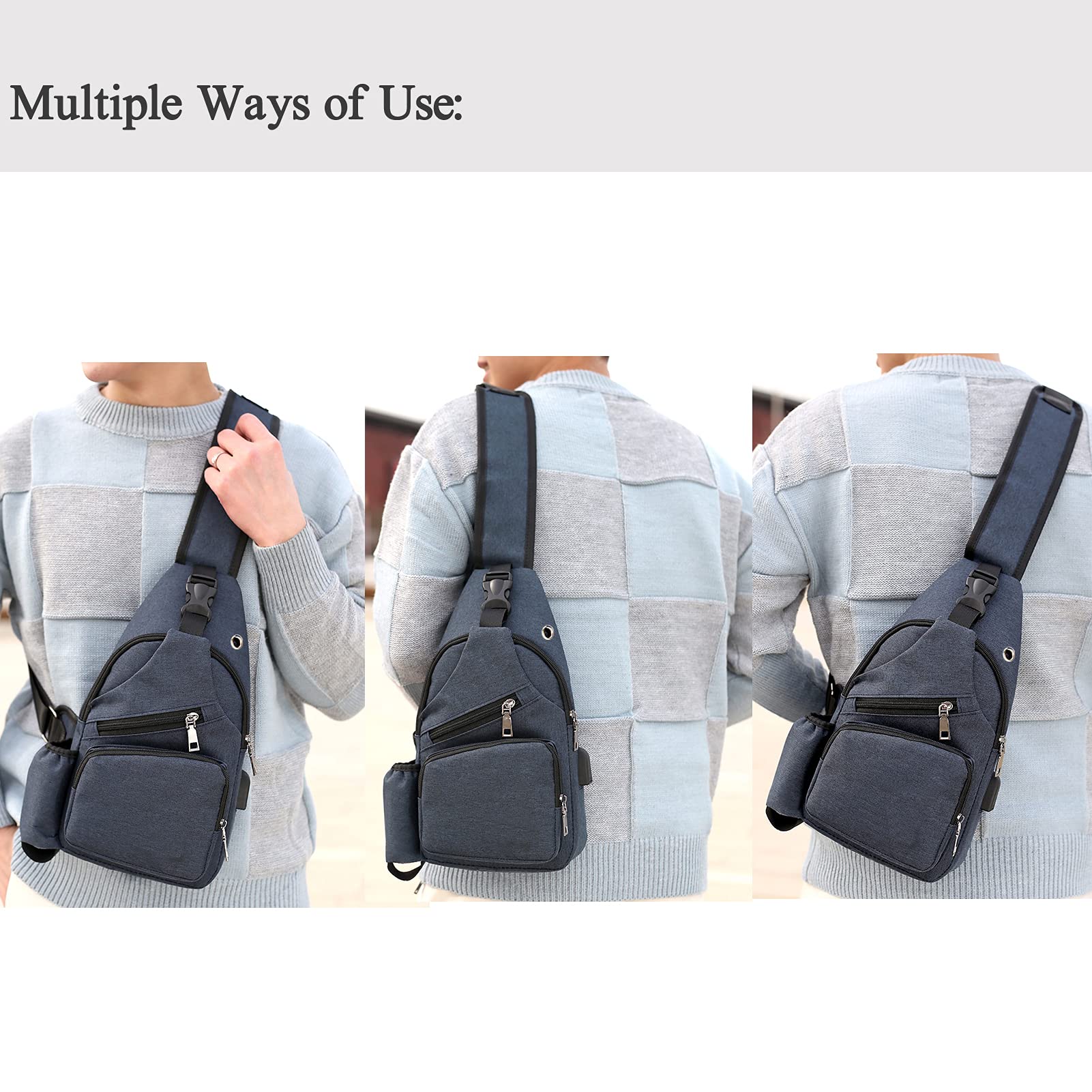 Stylish Unisex Sling Bag with USB Charging Port - Lightweight Shoulder Backpack & Crossbody Daypack for Women & Men - Perfect for Travel, Hiking, Commuting & Everyday Use