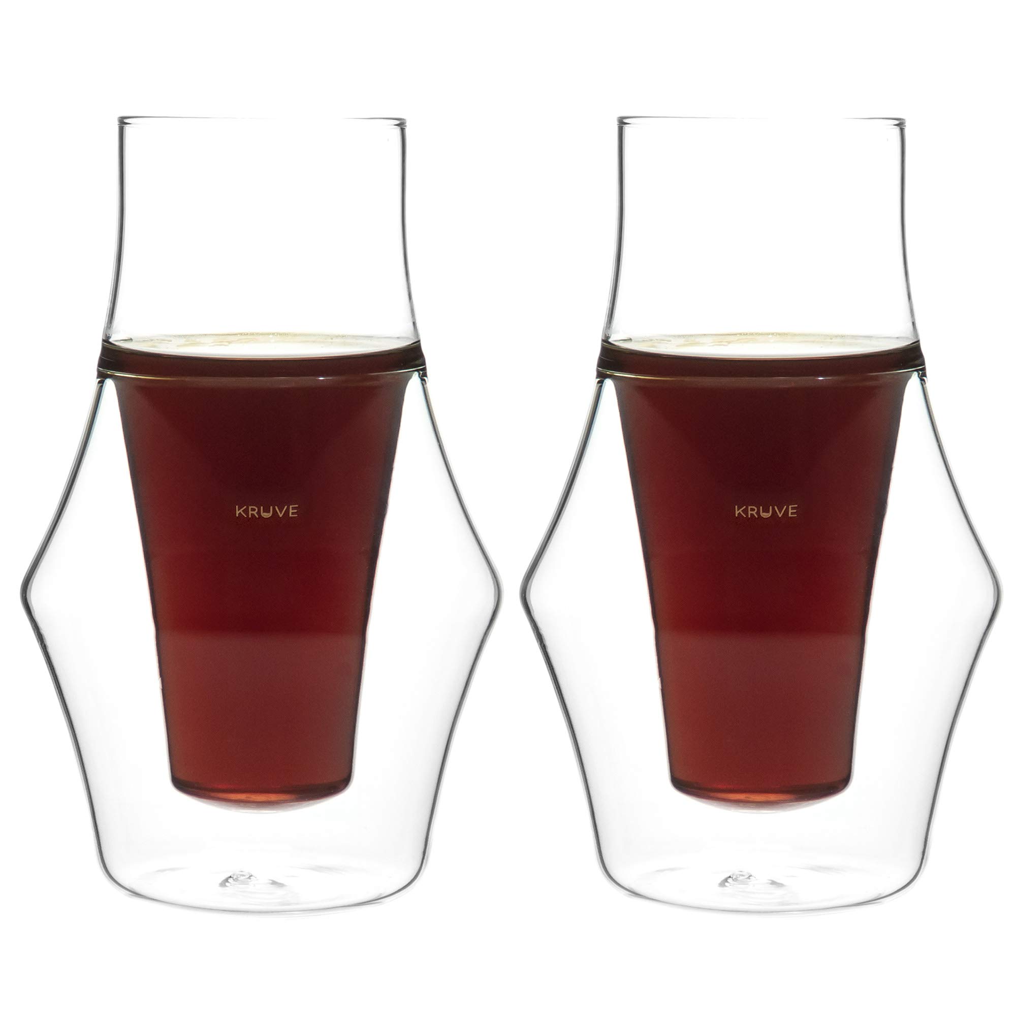 KRUVE EQ Inspire 150ml Handmade Double Wall Coffee Cups Set of 2 - Heat-Resistant Borosilicate Glass Espresso Mugs for Enhanced Aroma & Flavor, Dishwasher Safe - Perfect for Home Brewing, Coffee Shops & Gifts