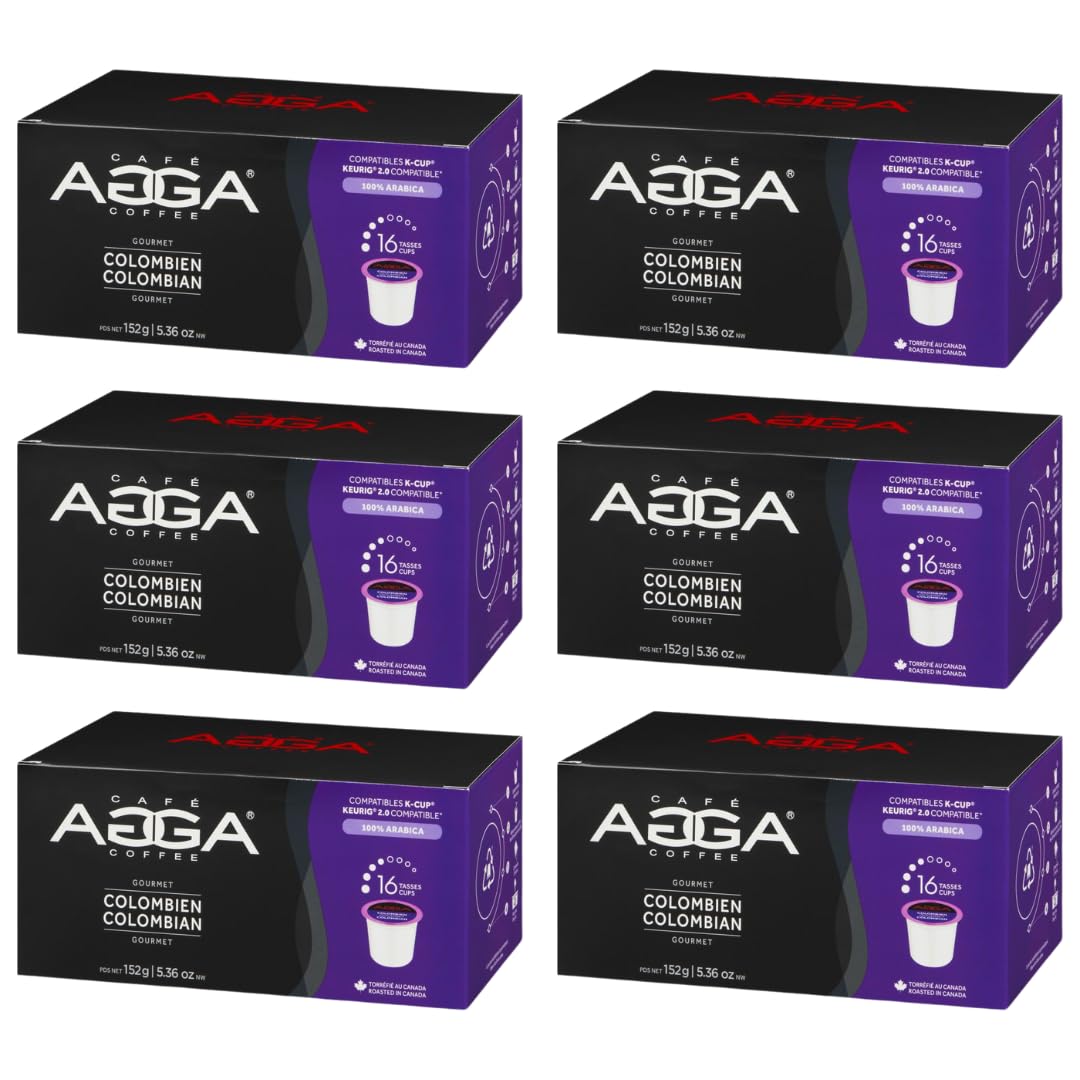 **Agga Coffee - 96 Recyclable & BPA-Free Keurig K-Cup Pods - 100% Arabica, Kosher Certified - Compatible with Single-Serve Brewers - Colombian Gourmet Flavor - Perfect for Home, Office & Gifting**