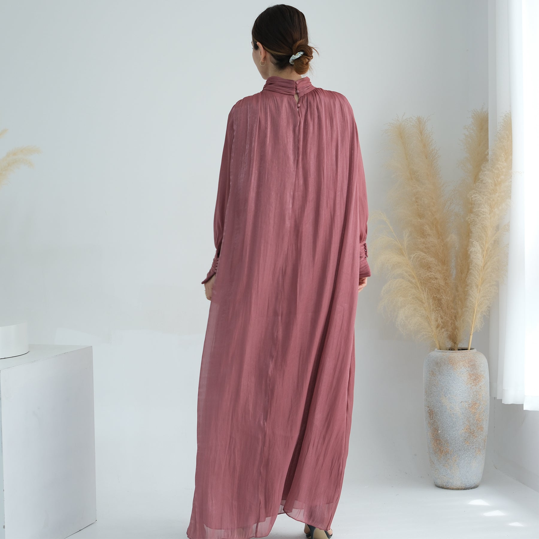 Indira Sparkles Long Sleeve Maxi Dress in Magenta | Elegant Evening Gown for Women | Perfect for Weddings, Parties & Special Occasions