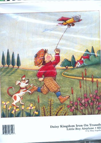Mary Engelbreit Little Boy Airplane Iron On Transfer for Kids Clothes - DIY Fabric Decoration for T-Shirts, Bibs & Baby Onesies - Perfect for Crafting & Personalized Gifts