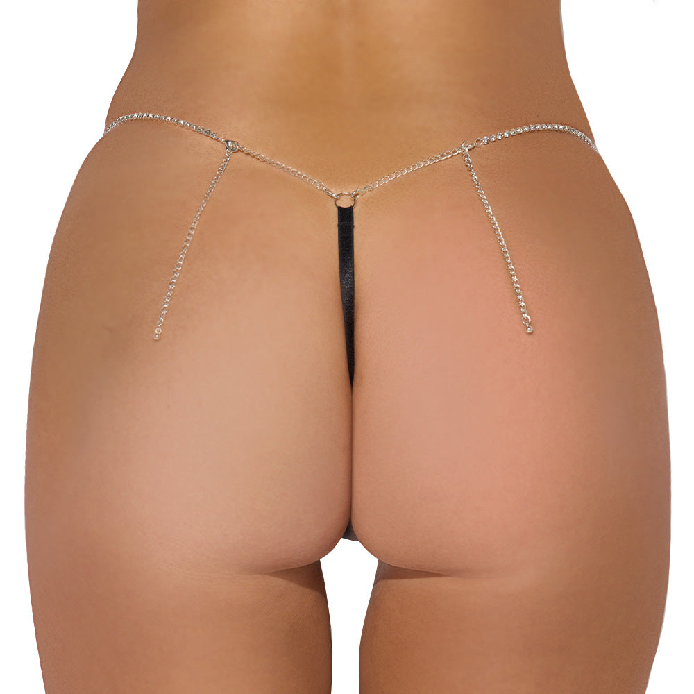 House of Desire Krystal Rhinestone Chain Side G String Thong - Sexy Lingerie for Women, Perfect for Valentine's Day & Special Occasions
