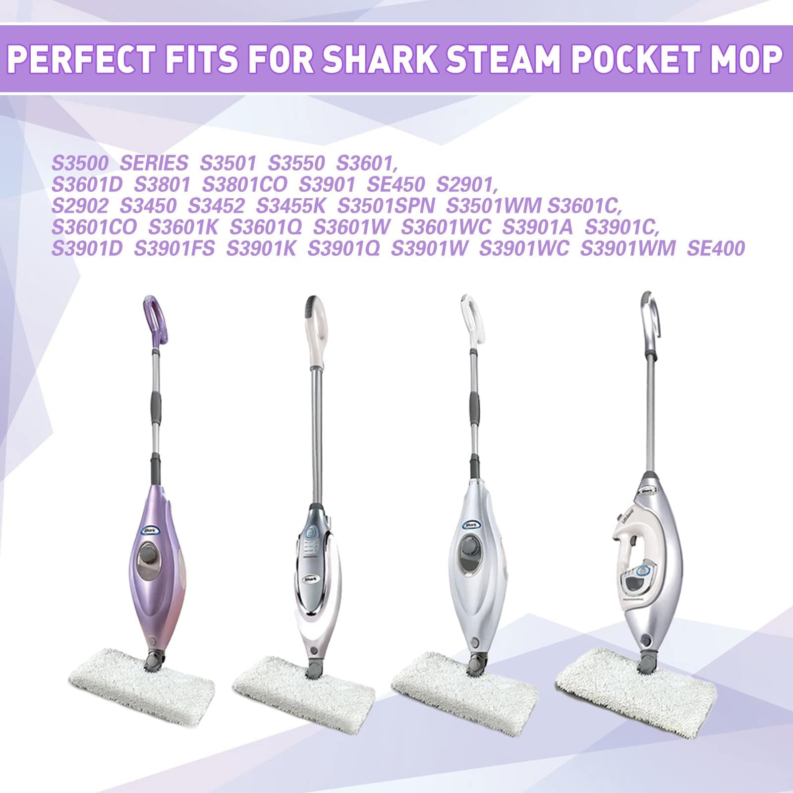 Tidy Monster 2 Pack Microfiber Steam Mop Replacement Pads for Shark Steam Pocket Mops S3500 Series (S3501/S3601/S3550/S3901/S3801/SE450/S3801CO/S3601D) - Machine Washable, Durable & Easy Cleaning Pads - Perfect for Hardwood Floors, Tile & Laminate Surfaces