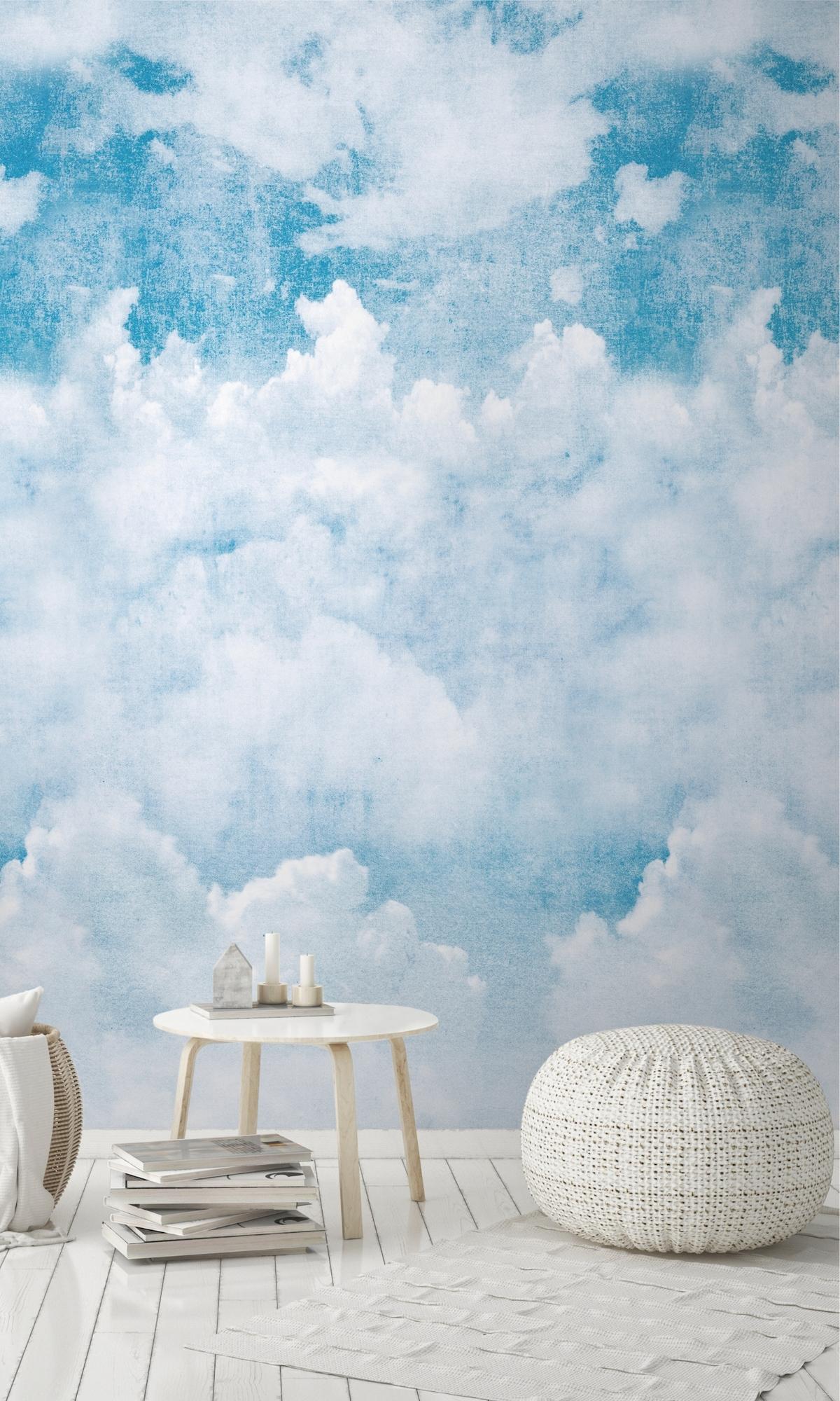Blue Skies Ceiling Digital Wallpaper RM2036 - High Resolution Cloud Sky Mural for Bedroom & Nursery Decor - Perfect for Home, Office, and Kids' Room Wall Covering