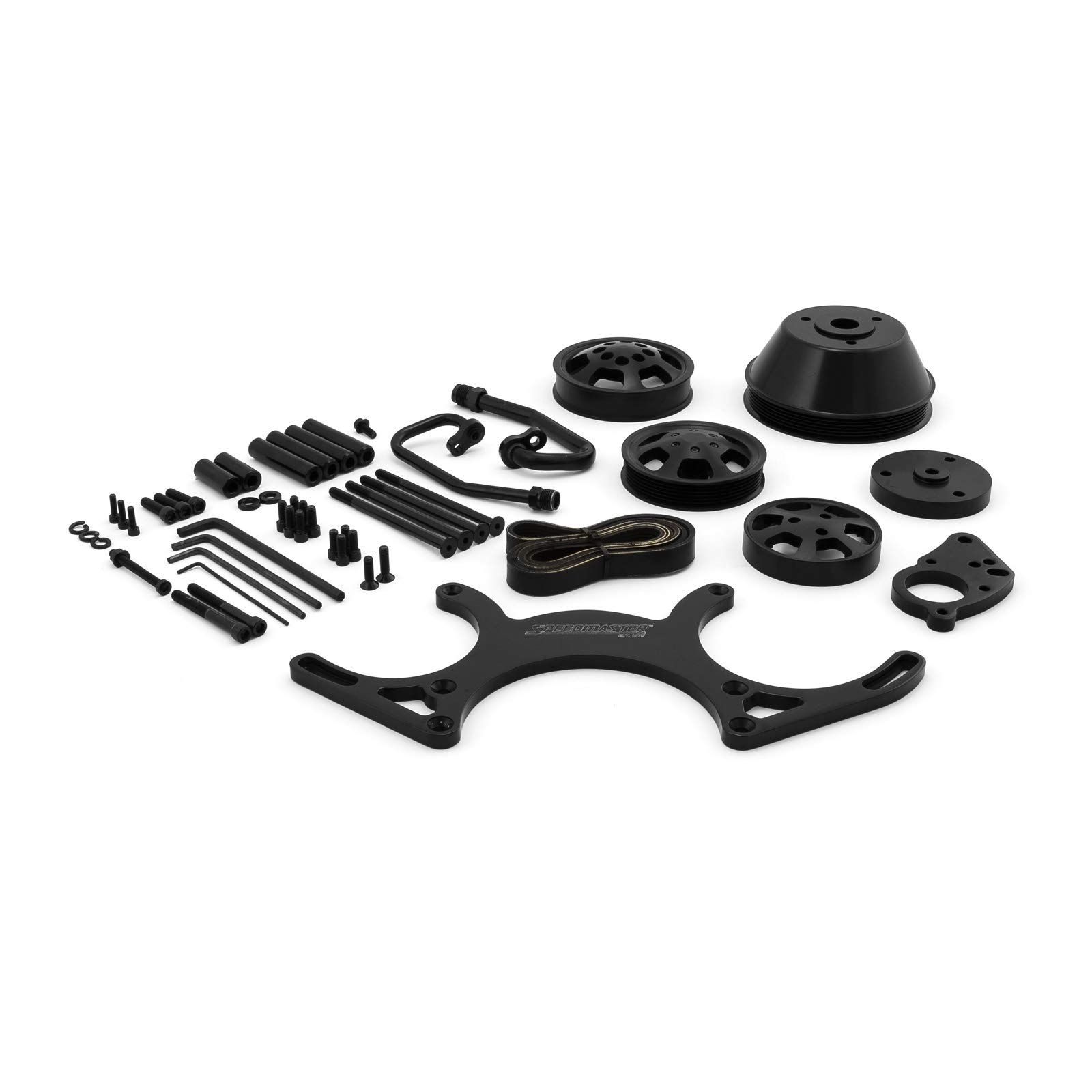 Speedmaster 1-415-001-02 Aluminum Serpentine Pulley Kit for Chevy SBC 350 - Complete Black Engine Pulley System - Perfect for Performance Upgrades & Engine Rebuilds