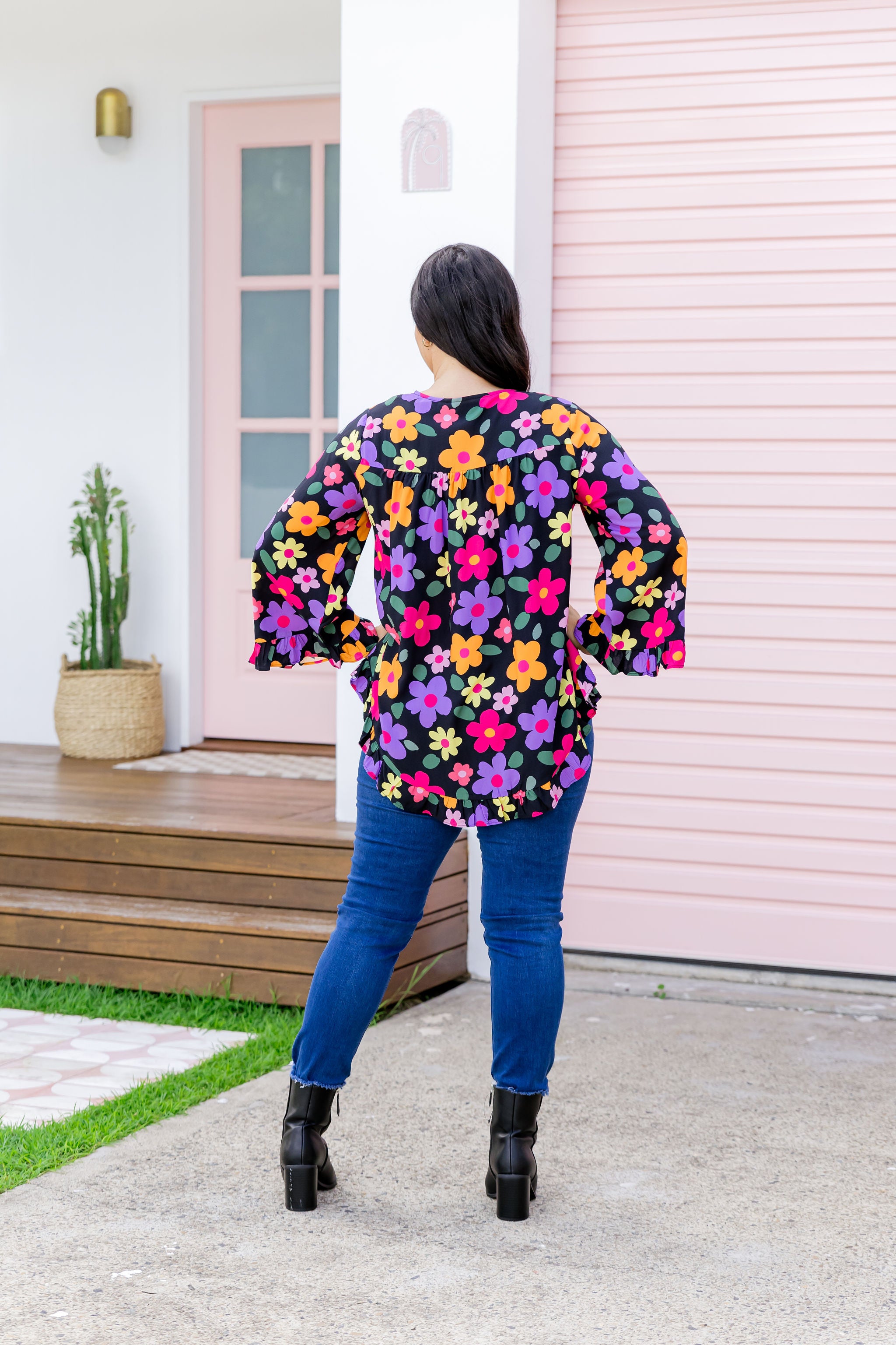 Natalie Women's Long Sleeve Blouse Floral Print Tops for Casual Wear, Office & Date Night Outfits