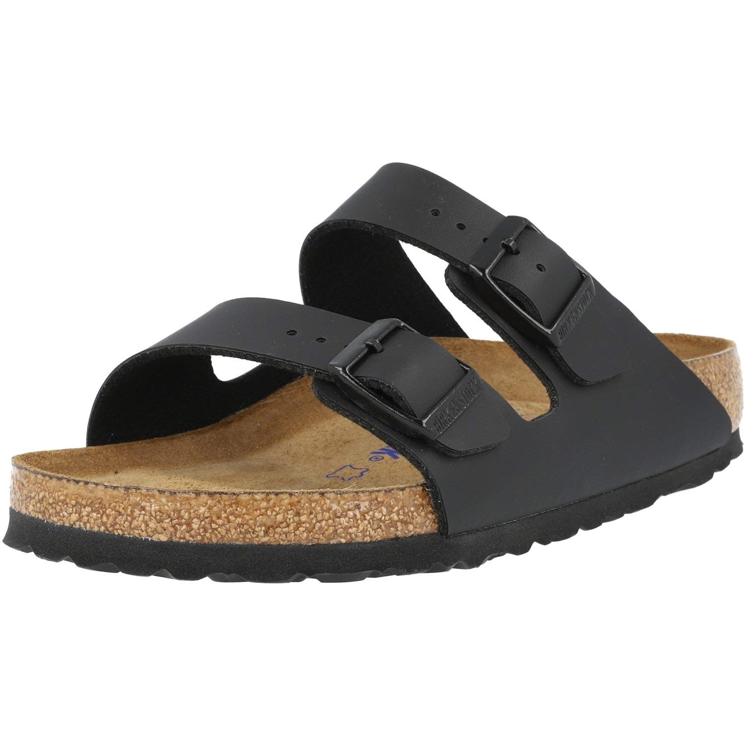 Birkenstock Arizona SFB Sandals - Black Birko-Flor - Women's Size 9 / Men's Size 7 - Comfortable Cork Footbed & Adjustable Straps for Casual Wear, Walking & Outdoor Activities